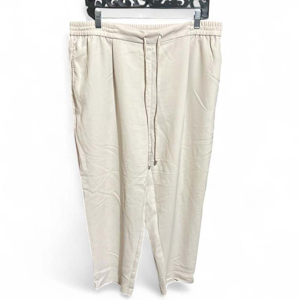 Zara Elasticized Ankle Pants in Mid-Ecru - Cream - XL